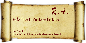 Réthi Antonietta névjegykártya